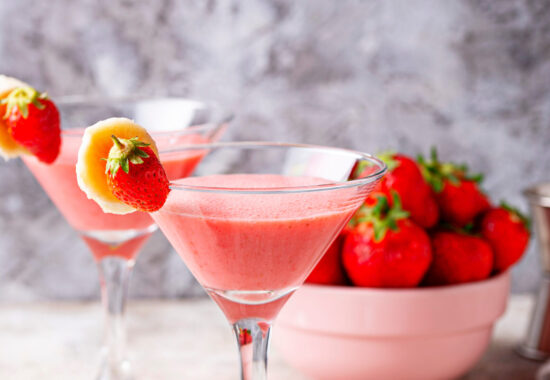 Sweet summer strawberry alcoholic cocktail for party